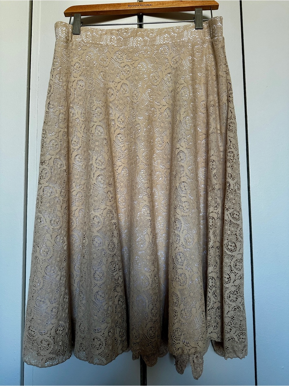 DICK & JAYNE LA Beige Lace A-Line Skirt Boho Cottagecore Artsy Y2K Fairy Small